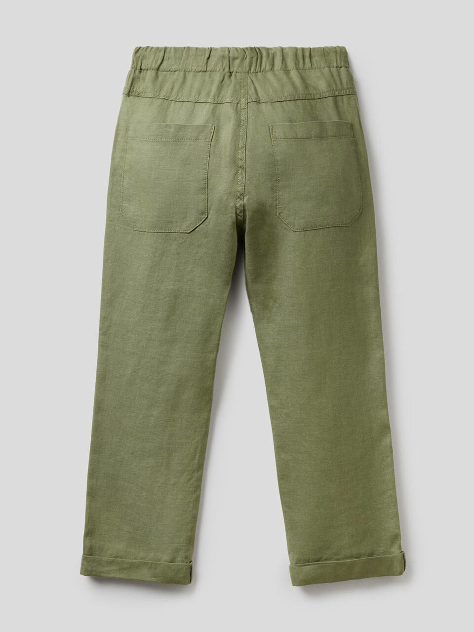 Pantalón de 100% lino con cordón de ajuste image number null