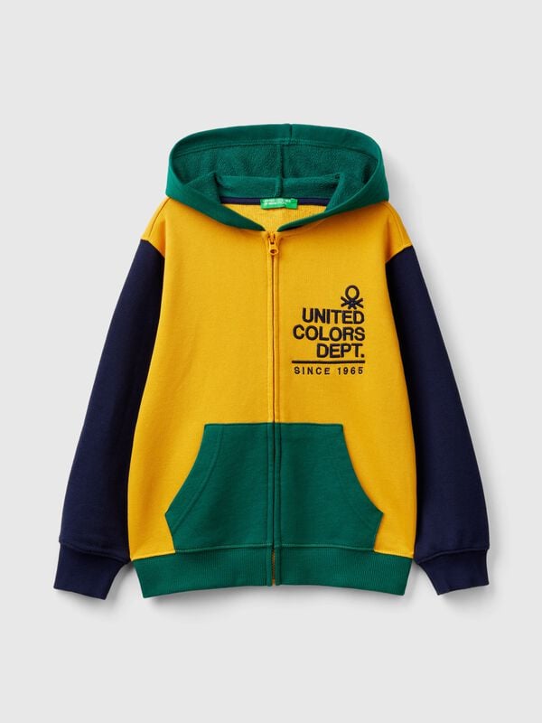 Sudadera con cremallera y bordado de logotipo Niño
