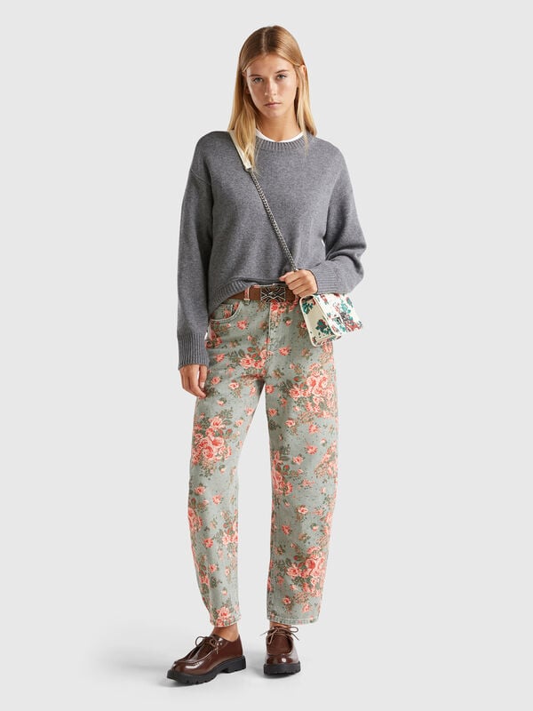 Vaqueros florales balloon fit Mujer