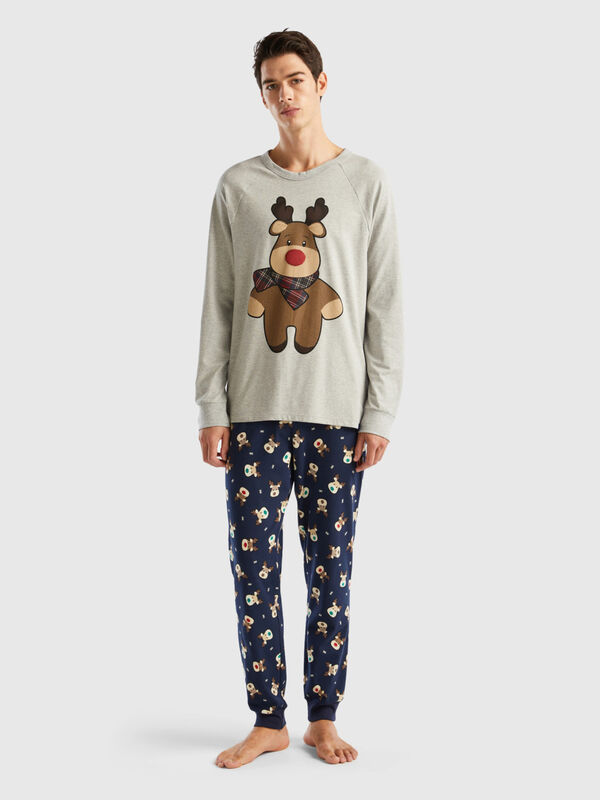 Pijama cálido con estampado de renos Hombre