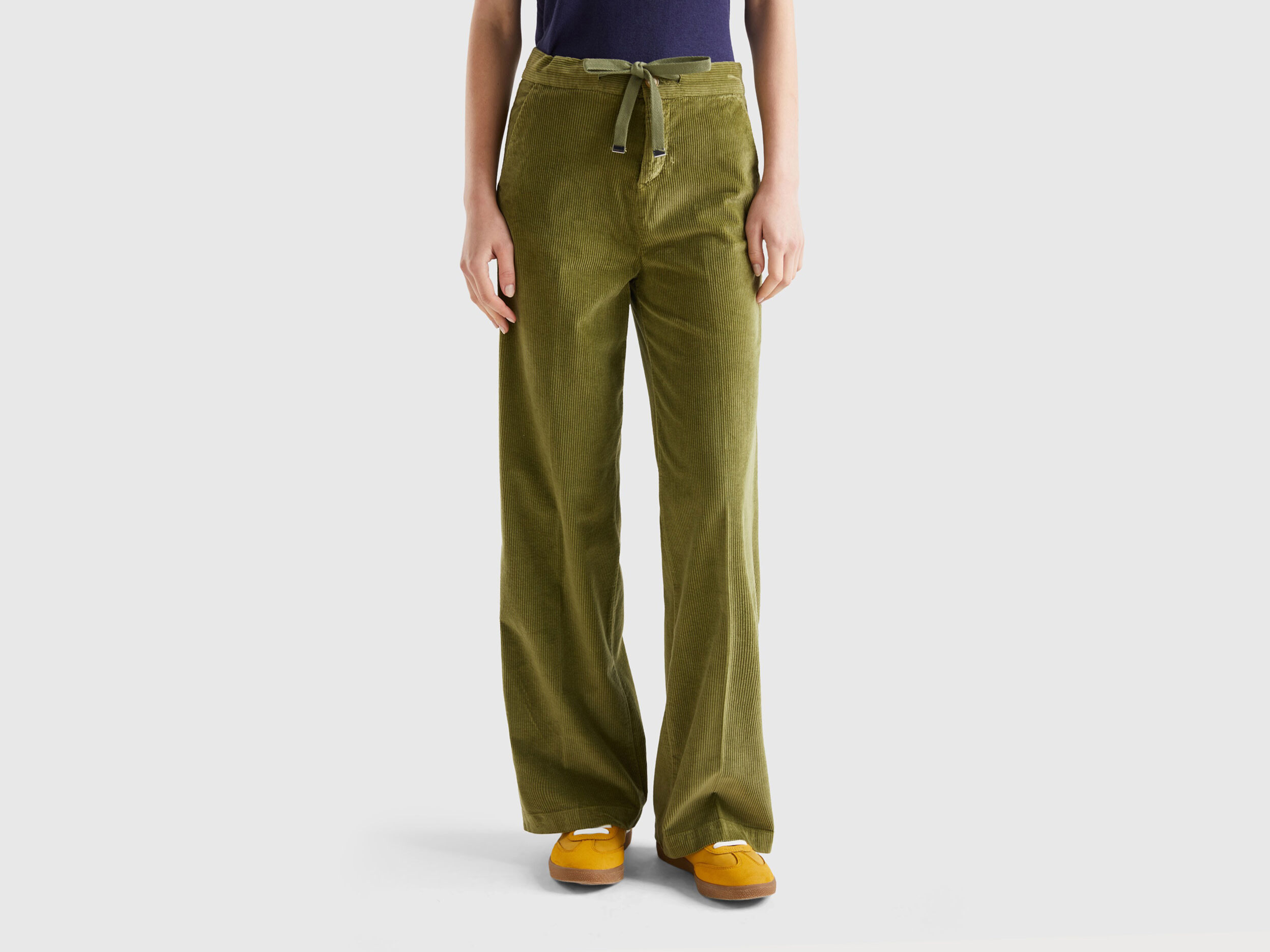 Pantalon amplio de pana Militar Benetton