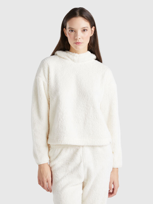 Jersey de pelo sintético con capucha Mujer