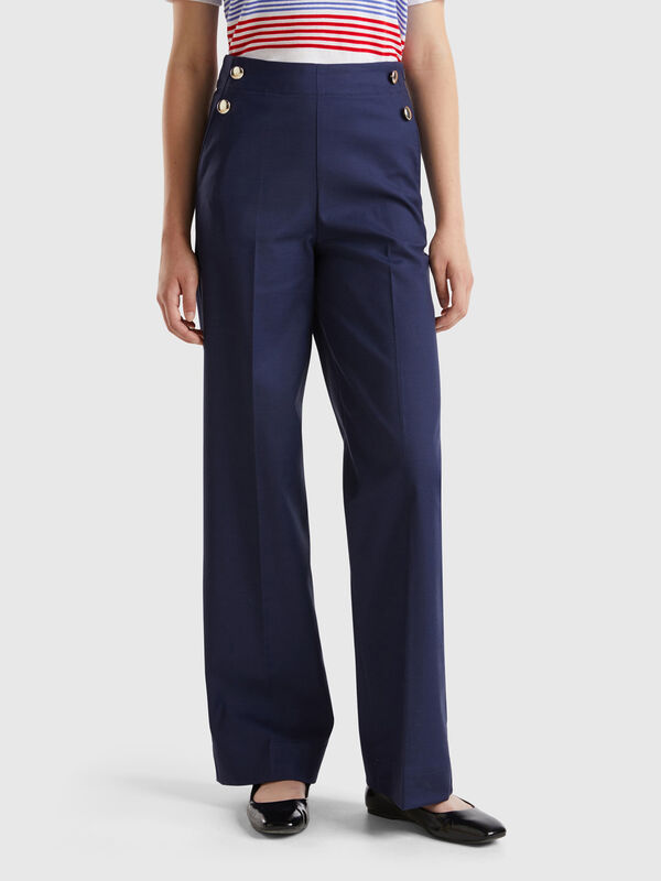 Pantalón palazzo de talle alto Pantalón palazzo de talle alto Mujer