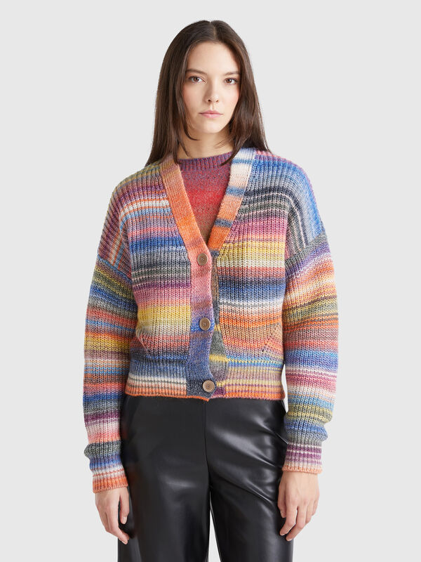Cárdigan de rayas multicolor Mujer