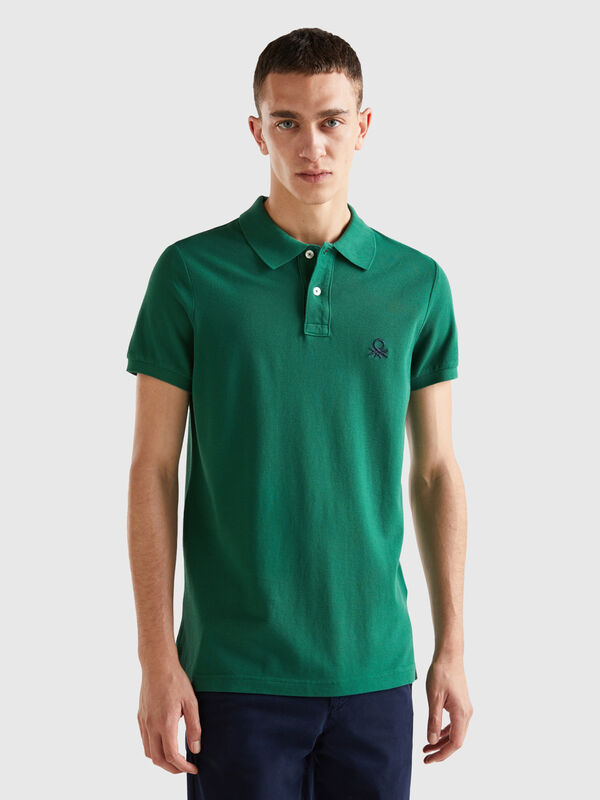 Polo verde oscuro slim fit Hombre