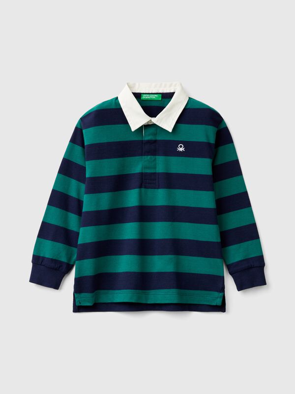 Polo de rugby de rayas de 100 % algodón Niño