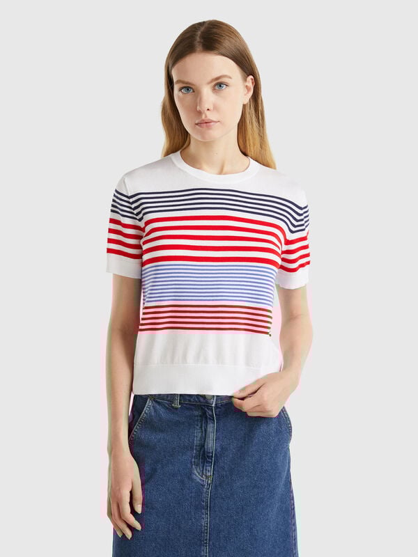 Jersey de manga corta de rayas Mujer