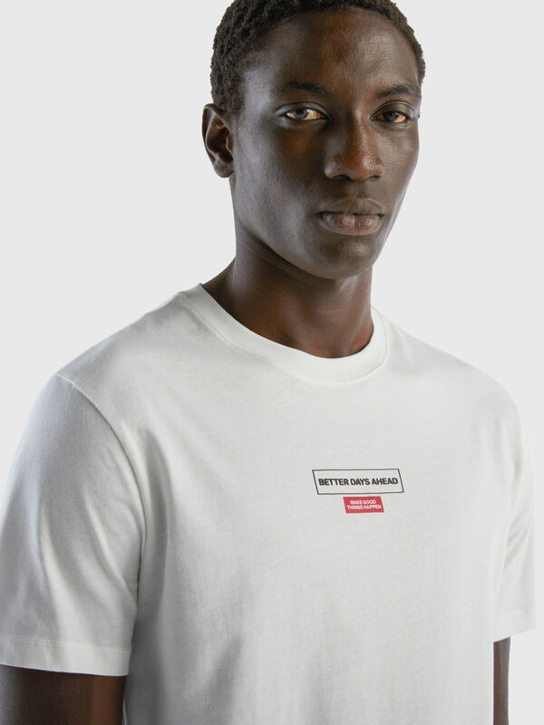 Camiseta con estampado de algodón de fibra larga Hombre