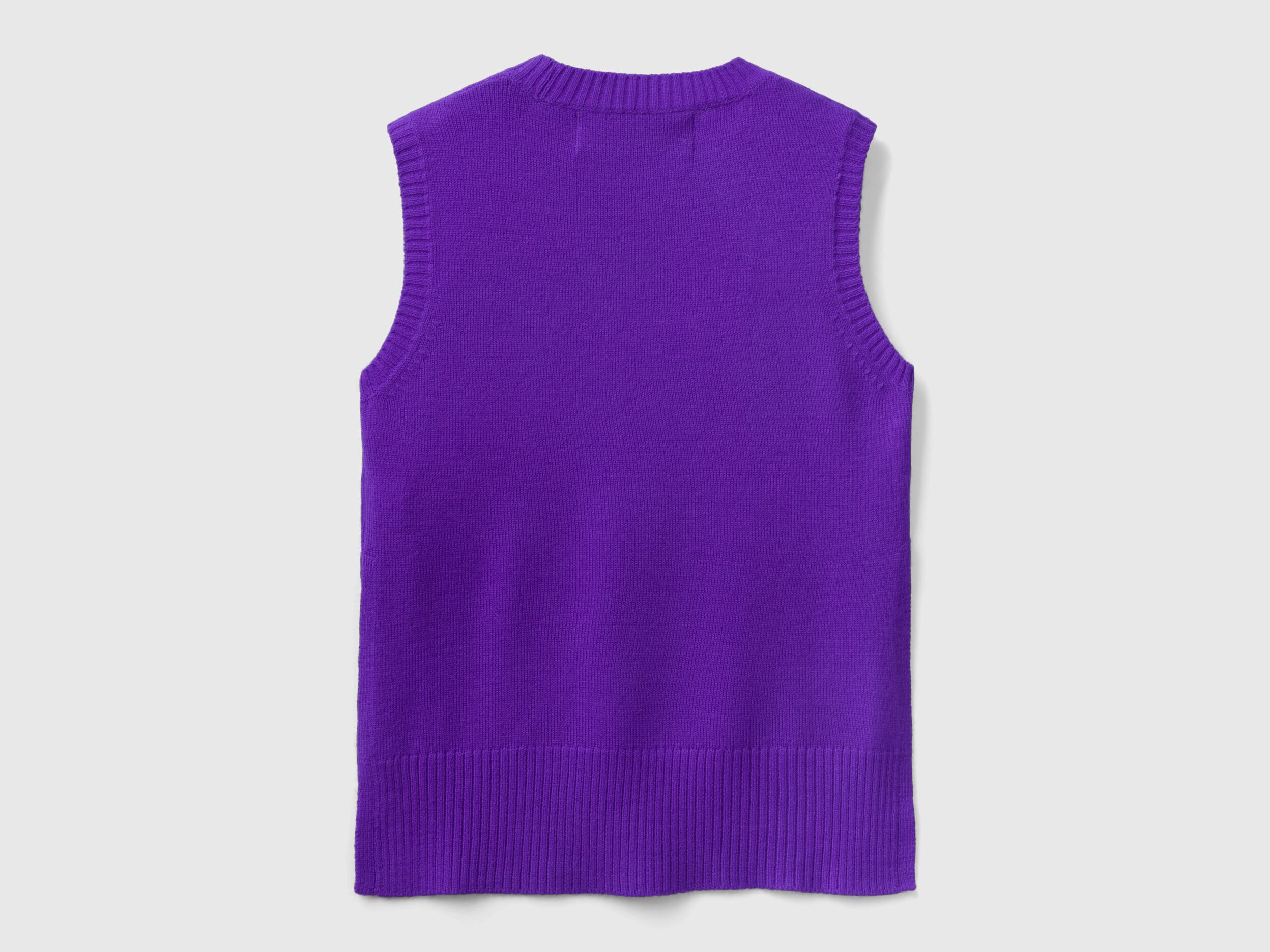 Chaleco de punto con aberturas Morado Benetton