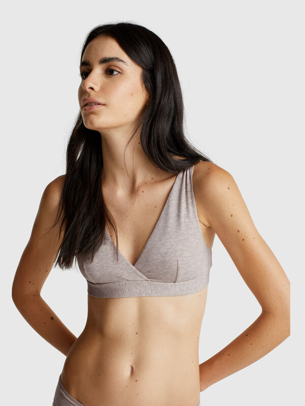 Sujetador triangular de algodón elástico Mujer