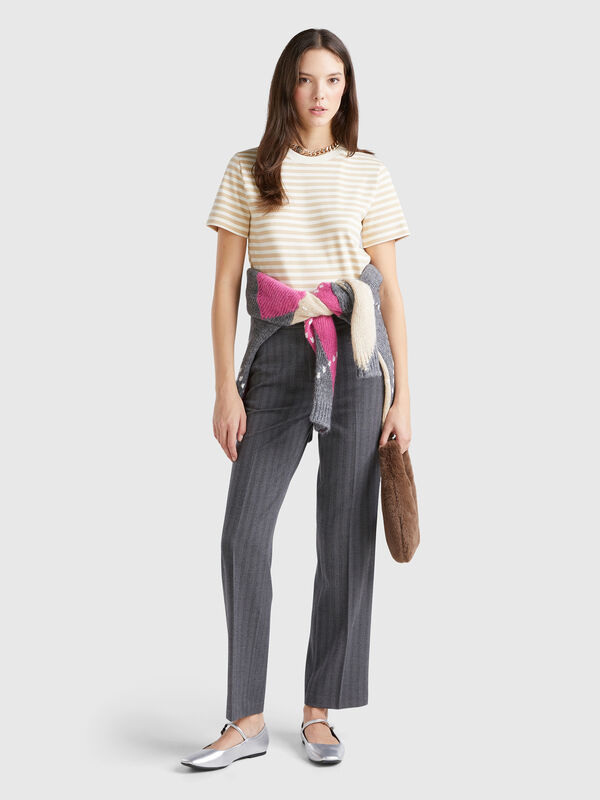 Pantalón recto de viscosa mixta Pantalón recto de viscosa mixta Mujer