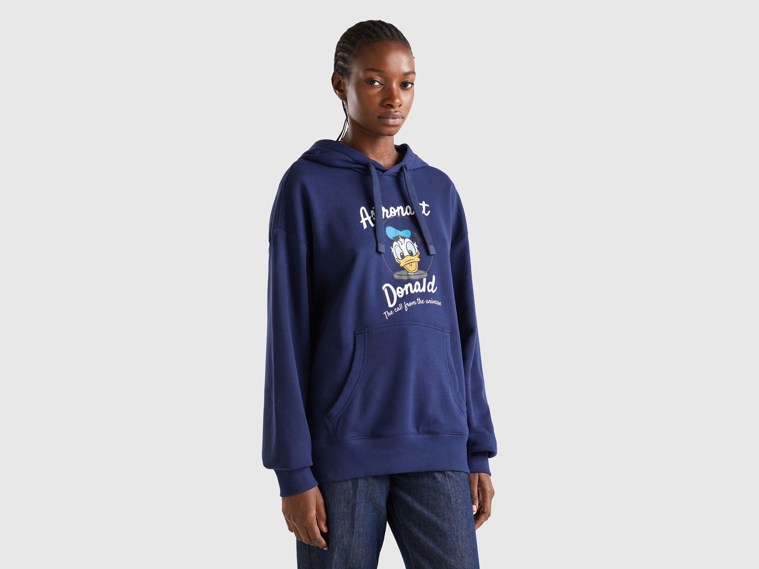 Sudadera azul oscuro del Pato Donald con capucha Azul Oscuro Benetton