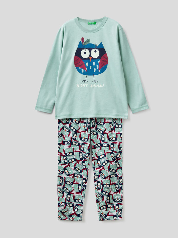 Pijama de algodón cálido con búhos Niño
