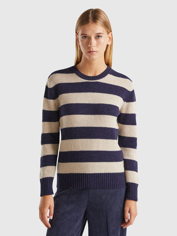 Jersey de rayas de pura lana Shetland Mujer