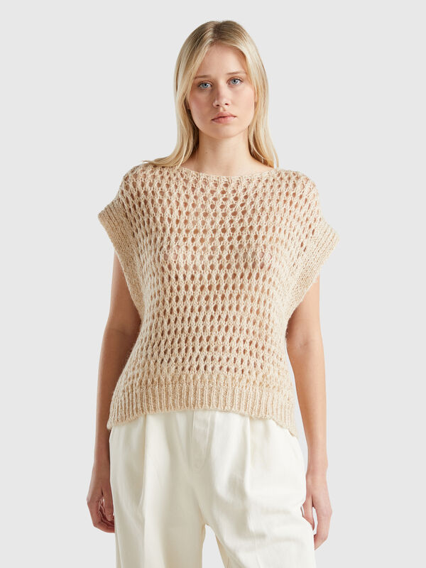 Chaleco de rejilla con lúrex Mujer