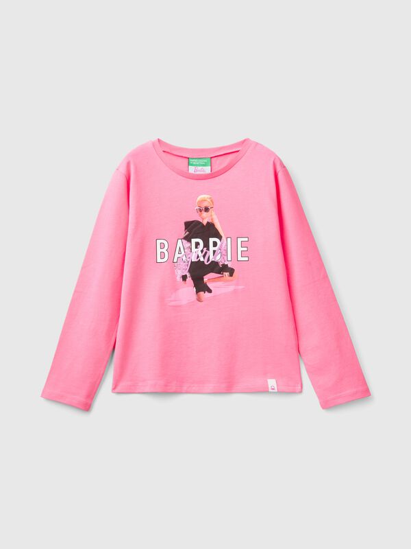 Camiseta rosa con estampado laminado de Barbie Niña