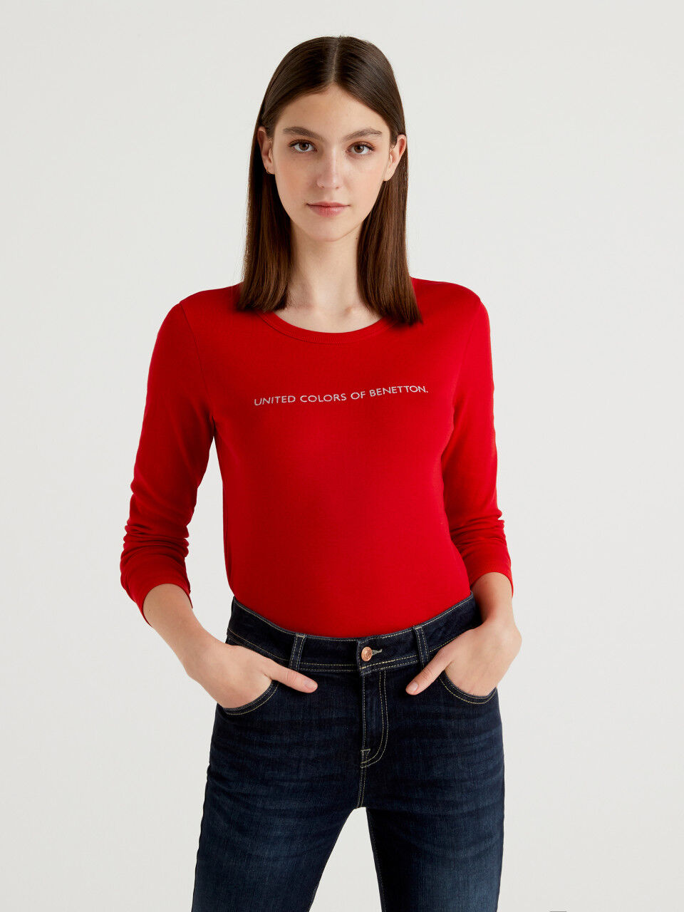 camisetas algodon manga larga mujer