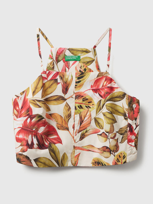 Top floral con cuello halter Mujer
