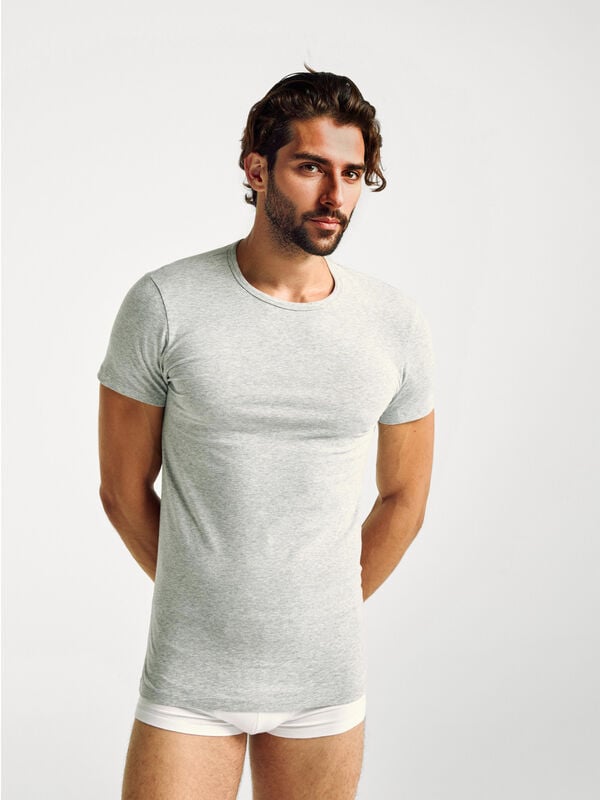 Camiseta de algodón elástico Hombre