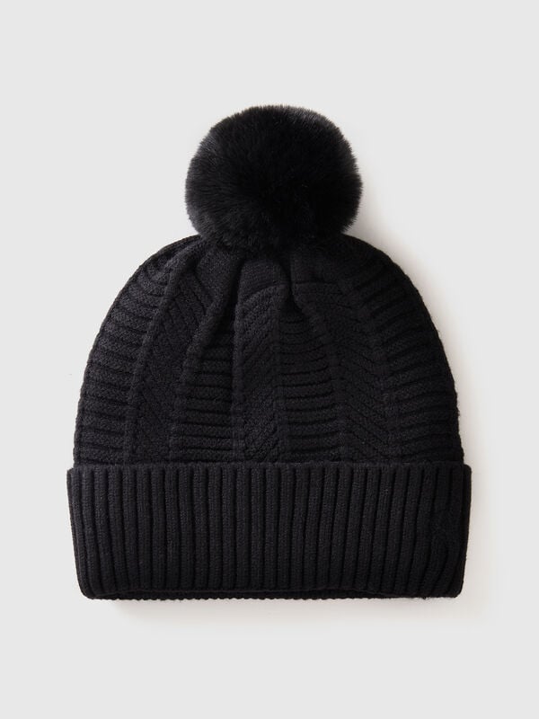 Gorro forrado con pompón Mujer