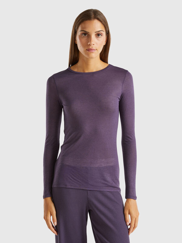 Camiseta en mezcla de viscosa y lana Mujer