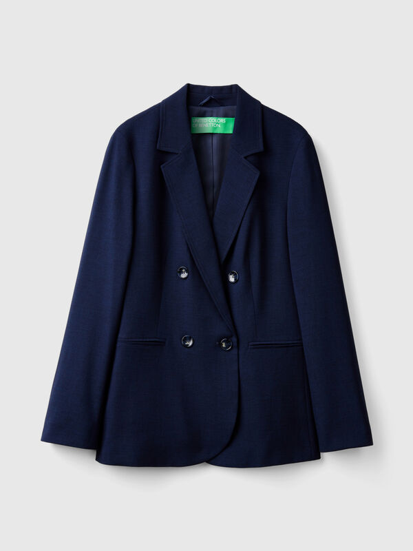 Chaqueta cruzada de viscosa mixta elástica Mujer