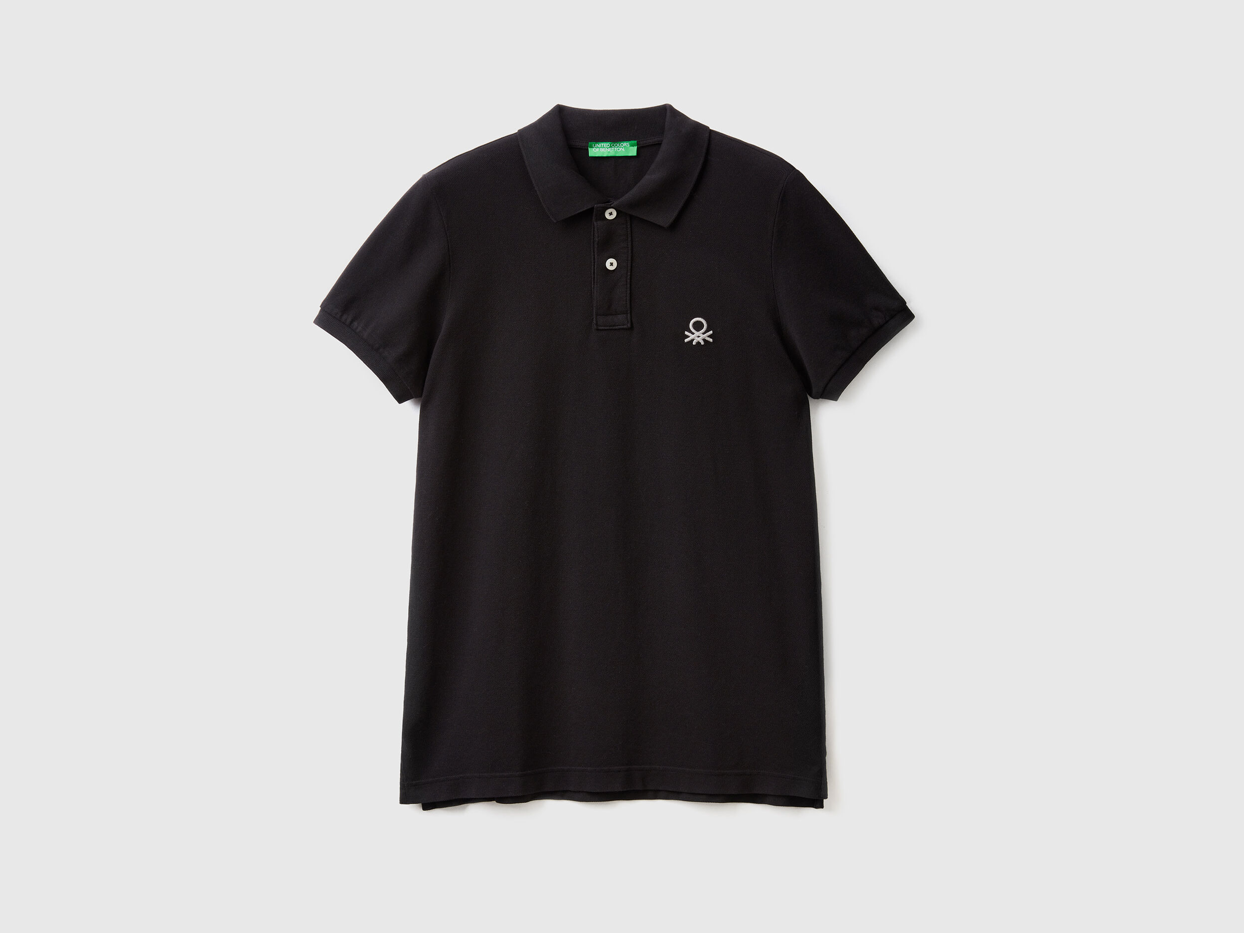 Polo negro slim fit Negro Benetton