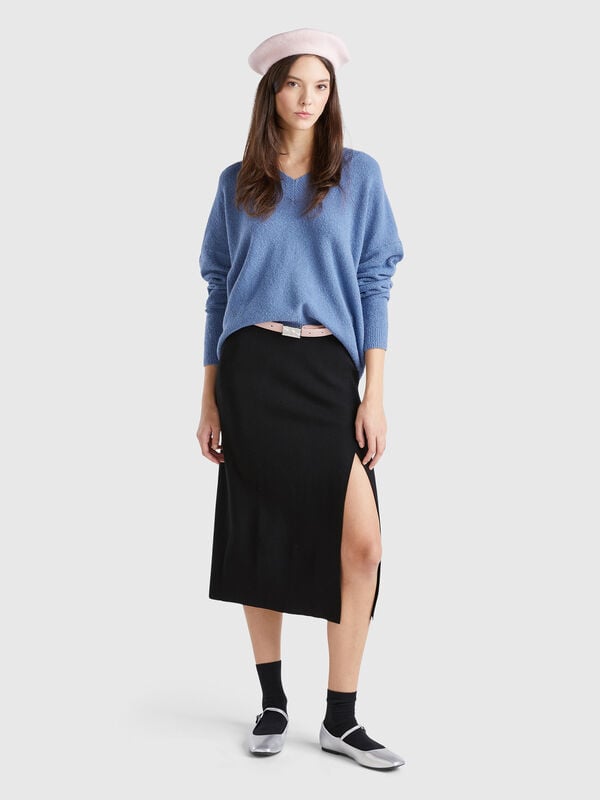 Falda midi con abertura Mujer