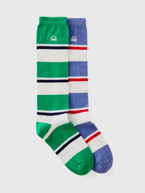 Dos pares de calcetines de rayas multicolores Niño
