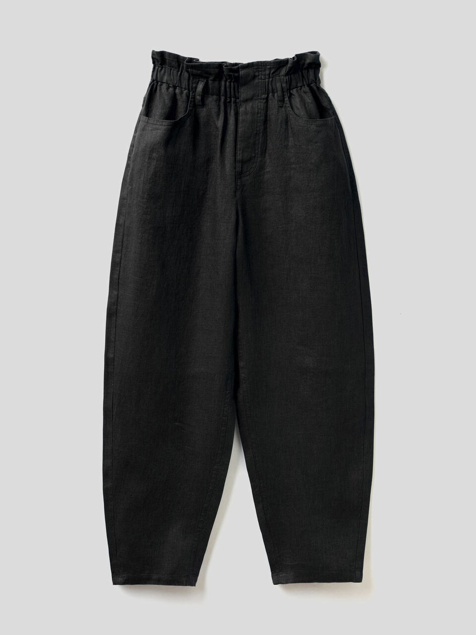 Pantalón de 100% lino con cintura fruncida image number 1