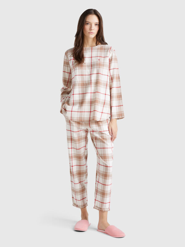 Pantalón tartán de franela Mujer
