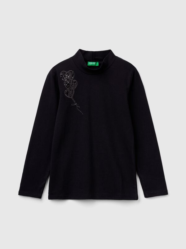 Jersey de cuello alto con lentejuelas Niña