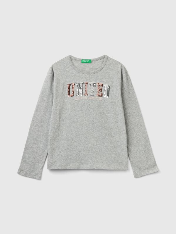 Camiseta de algodón cálido orgánico con lentejuelas Niña