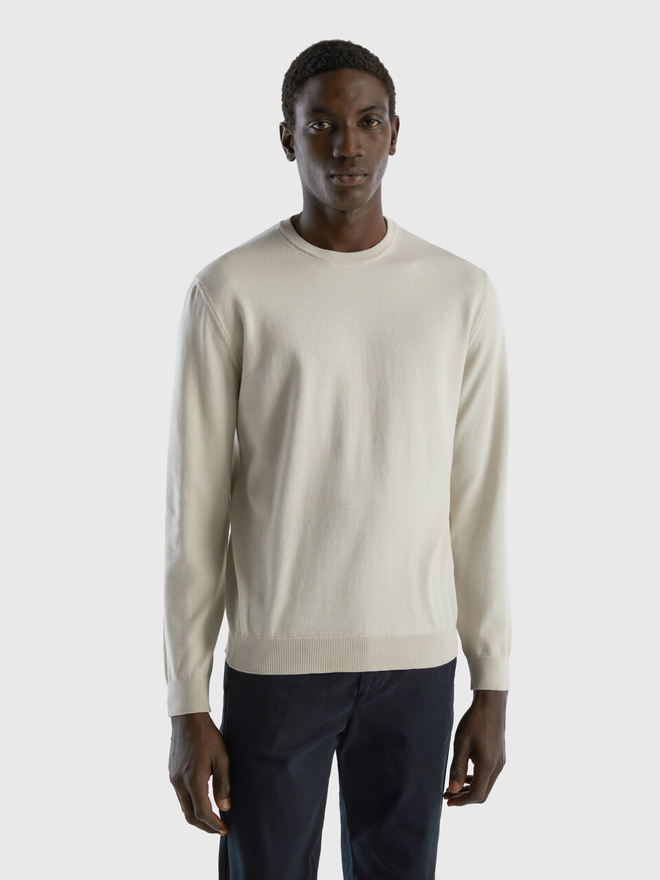 Suéter de manga larga para hombre  Essentials, 100% algodón, cuello  redondo