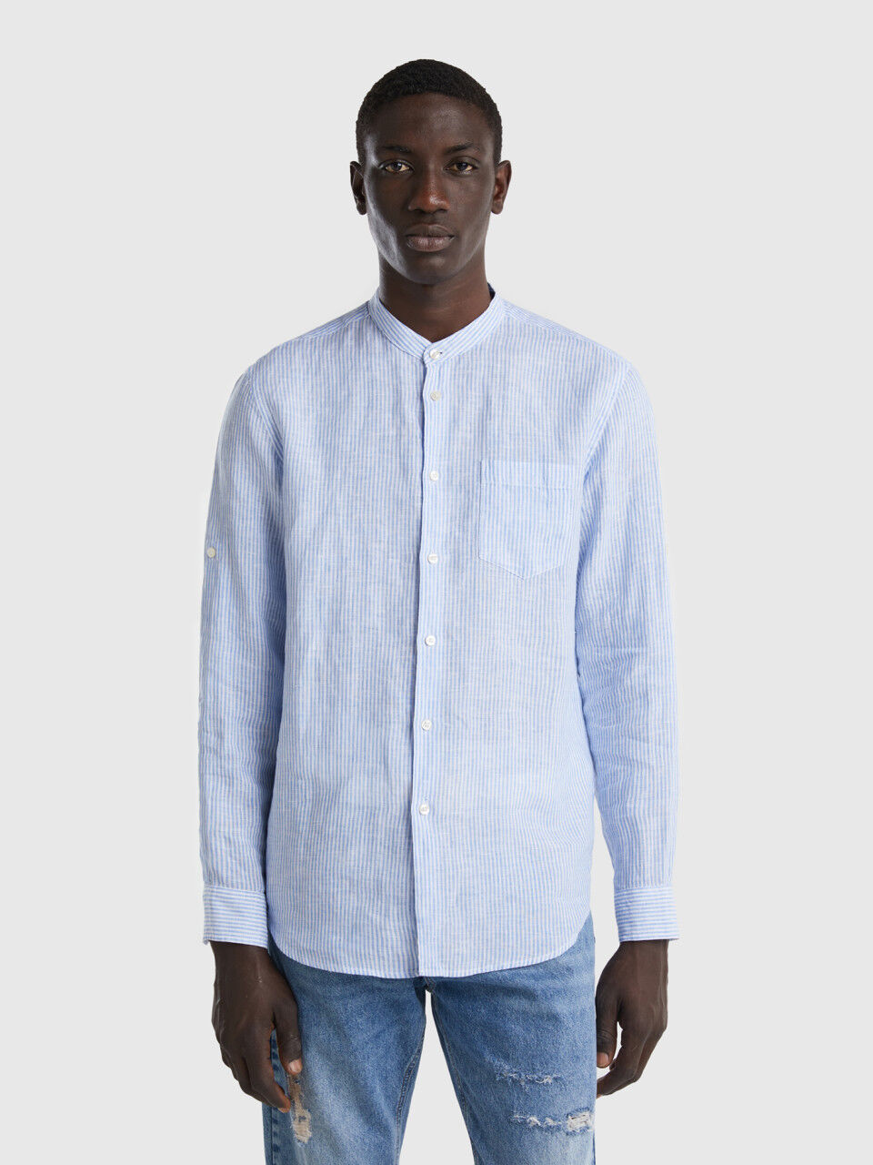 Camisa Cuello Mao Hombre Nueva Colecci n 2024 Benetton