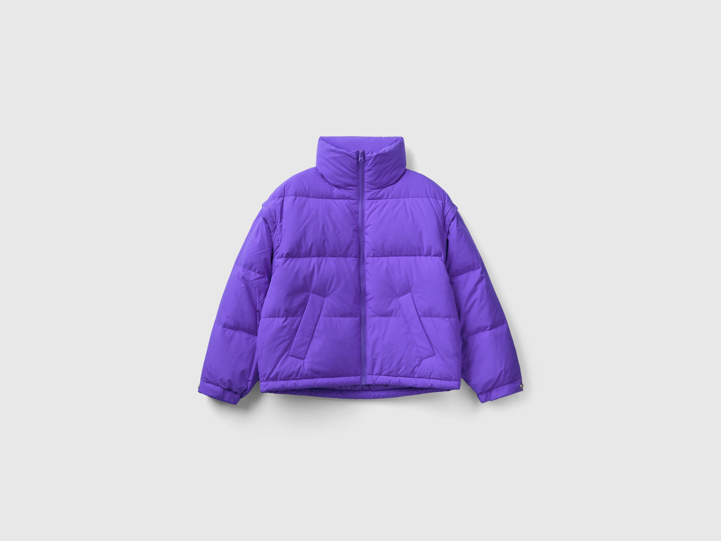 Plumifero corto con mangas desmontables Morado Benetton