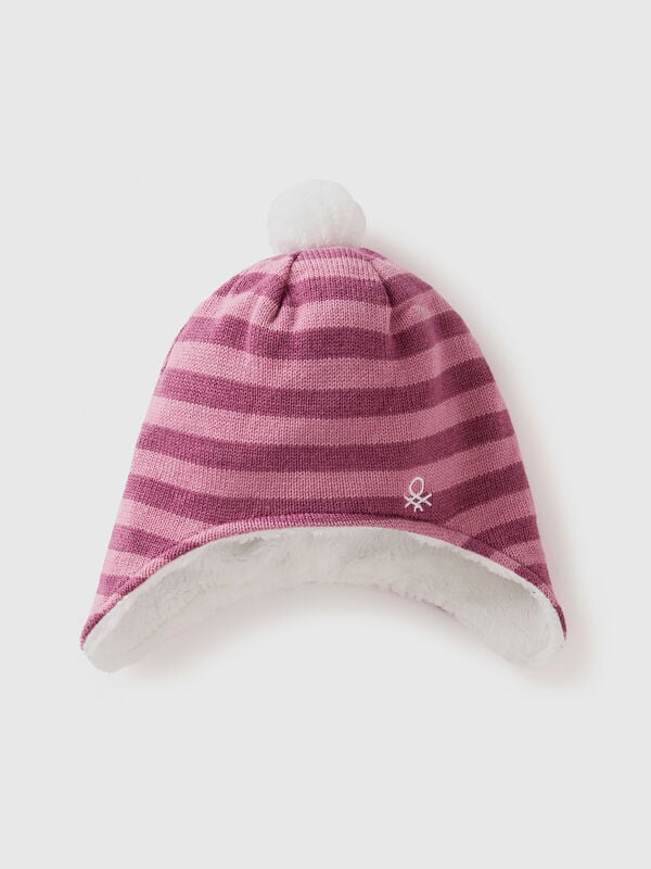 Gorro con orejeras y pompón Niña