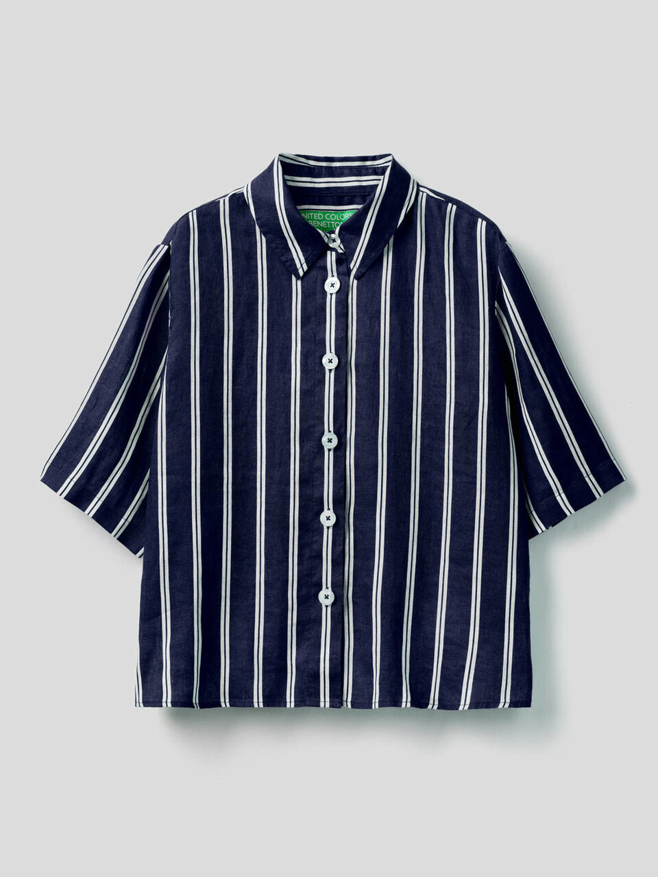 Camisa de 100% lino con estampado image number 1