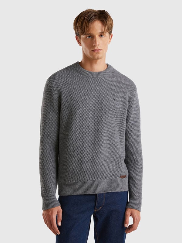 Jersey de cuello redondo de lana mixta Hombre