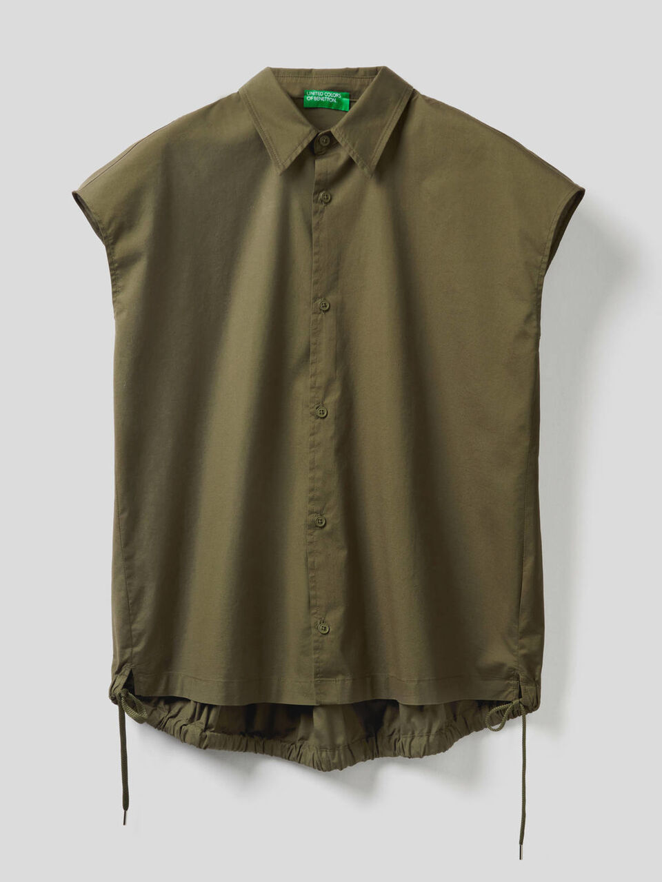Blusa de algodón elástico con cordón de ajuste image number 1