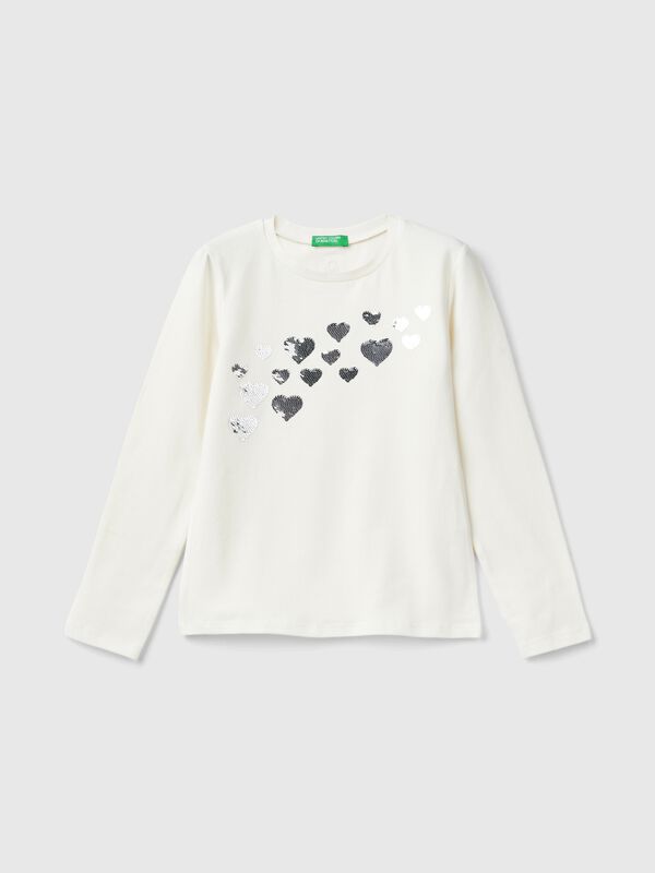 Camiseta de algodón orgánico con lentejuelas Niña