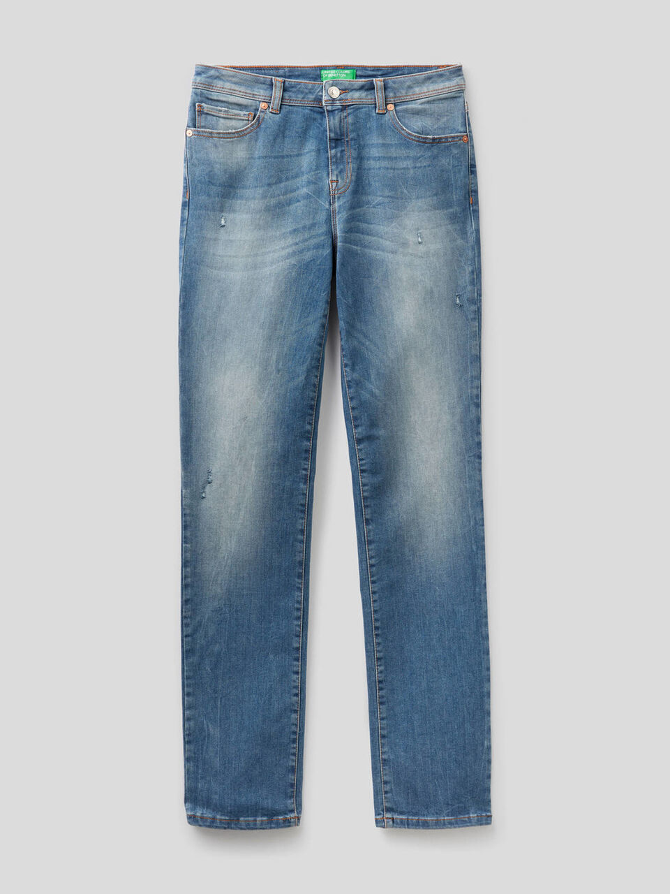 Vaqueros en denim elástico con pernera recta image number 1