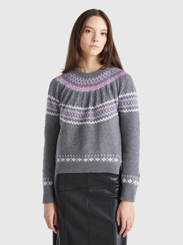 Jersey de jacquard de lana mixta Mujer
