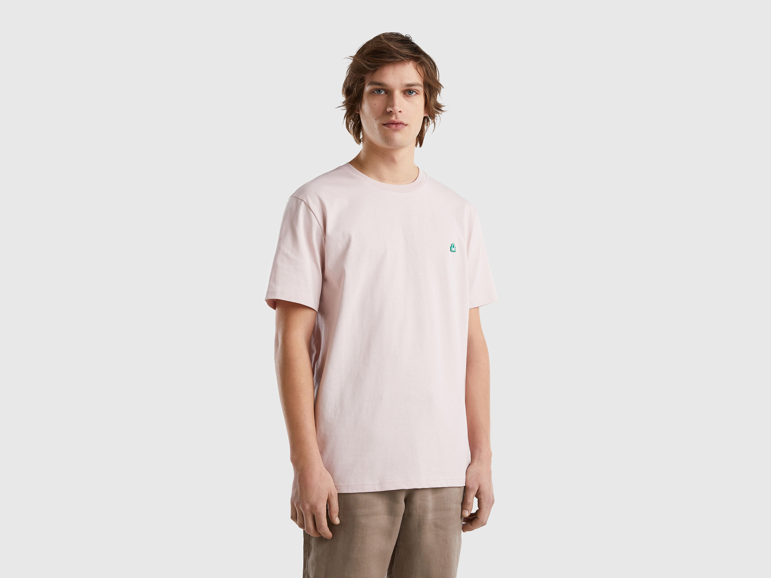Camiseta b sica de 100 algod n org nico Rosa Palo Benetton