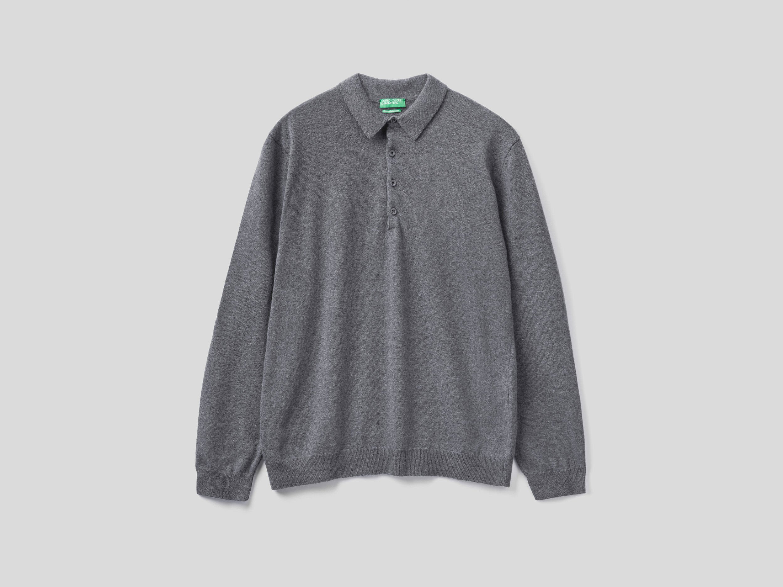 Polo de pura lana merina Gris Oscuro Benetton