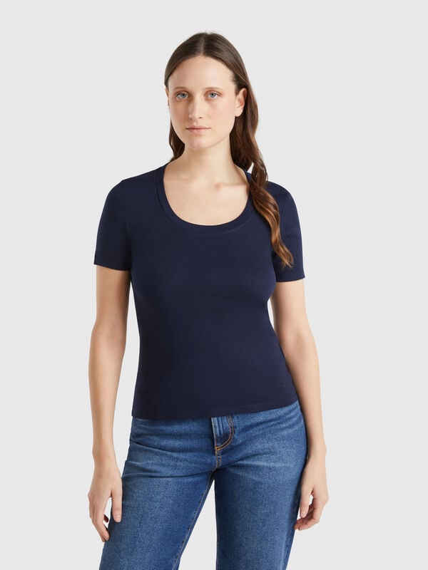 Camiseta de manga corta de algodón de fibra larga Mujer
