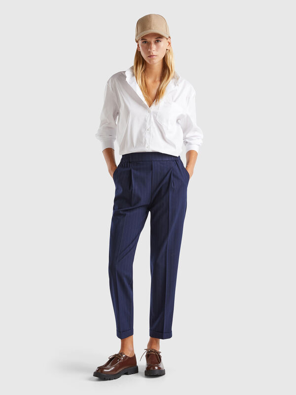 Pantalón de franela de rayas diplomáticas Mujer