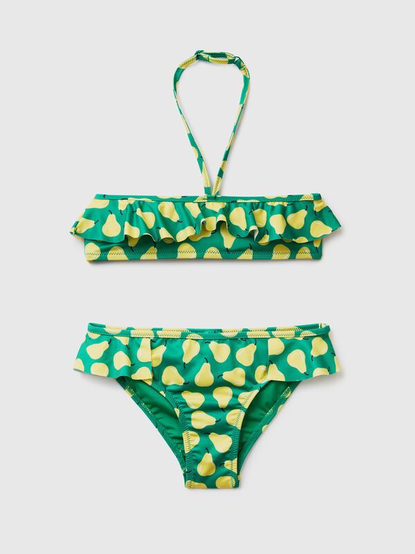 Bikini verde con estampado de peras Niña