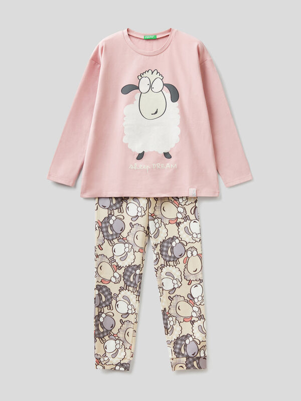 Pijama cálido con estampado de ovejas Niña