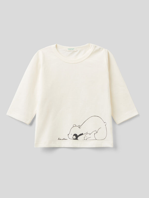 Camiseta con estampado de algodón orgánico cálido Recién nacidos
